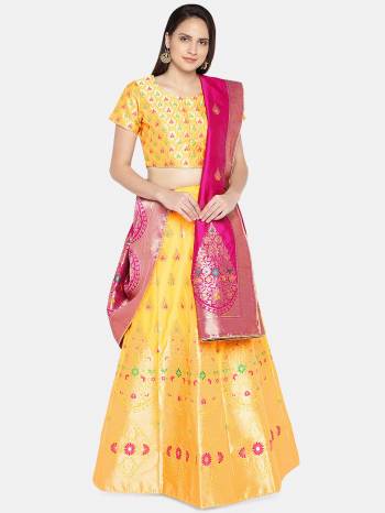 Attrective Look This Heavy Designer Lehenga Choli In All Over Color. This Heavy Wevon Designer Jacquard Work Lehenga Choli And Dupatta Is Banarasi Silk Based Paired, It Is Beautified With Lovely Attractive Look.