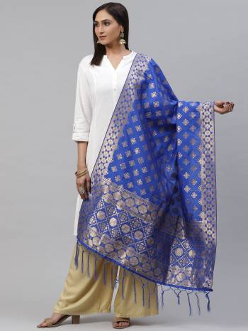 Attrective Look Of Your Gown, Lehenga Or Even Kurti With This Pretty Wevon Jacquard Work In Art Silk Fabricated Dupatta. You Can Pair This Up Same Or Contrasting Colored Attire. Buy Now.