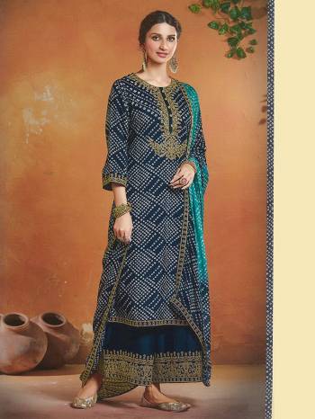 Look Pretty This Designer Long Length Suit In Lovely Color.?Its Pretty Heavy Designer Embroidred Top Is Tusser Silk Based Paired With Cotton Bottom And Chinon Fabricated Dupatta Which Gives An Attractive To The Suit.