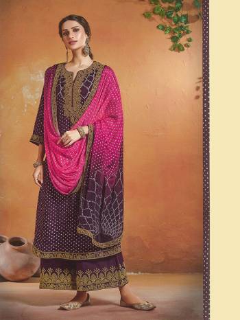 Look Pretty This Designer Long Length Suit In Lovely Color.?Its Pretty Heavy Designer Embroidred Top Is Tusser Silk Based Paired With Cotton Bottom And Chinon Fabricated Dupatta Which Gives An Attractive To The Suit.