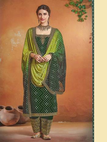 Look Pretty This Designer Long Length Suit In Lovely Color.?Its Pretty Heavy Designer Embroidred Top Is Tusser Silk Based Paired With Cotton Bottom And Chinon Fabricated Dupatta Which Gives An Attractive To The Suit.