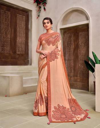 Rich Look This Pretty Elegant Looking Designer Party Wear Saree In Fine Color Paired With Contrasted Colored Blouse. This Saree And Blouse Are Heavy Silk Based With Designer Fiol Printed With Embroidery Work Beautified Saree. Buy Now.