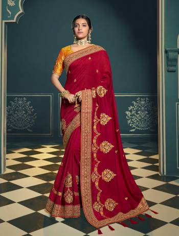 Adorn The Pretty Angelic Look Wearing This Heavy Designer Saree In Fine Color Paired With Contrasting Colored Blouse. This Saree Is Fabricated On Chiffon Paired With Art Silk Fabricated Blouse. Its Pretty Color Pallete Will Give An Attractive Look To Your Personality. 