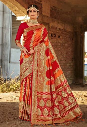 Adorn The Pretty Angelic Look Wearing This Heavy Wevon Designer Saree In Fine Color Paired With Blouse. This Saree Is Fabricated On Banarasi Silk Paired With Banarasi Silk Fabricated Blouse. Its Pretty Color Pallete Will Give An Attractive Look To Your Personality. 