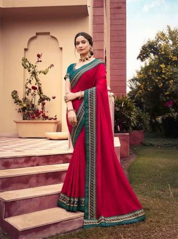 Adorn The Pretty Angelic Look Wearing This Heavy Designer Lace Border Saree In Fine Color Paired With Embroidery Work Blouse. This Saree Is Fabricated On Vichitra Silk Paired With Art Silk Fabricated Blouse. Its Pretty Color Pallete Will Give An Attractive Look To Your Personality. 