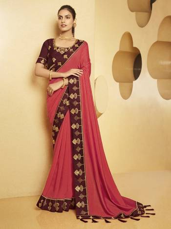 Look Attractive Wearing This Saree Paired With Blouse.  This Heavy Designer Embroidery Lace With Blouse Work Saree Is Chiffon Based And Blouse Are Art Silk Which Gives A Rich Look To Your Personality. Buy This Pretty Saree Now.
