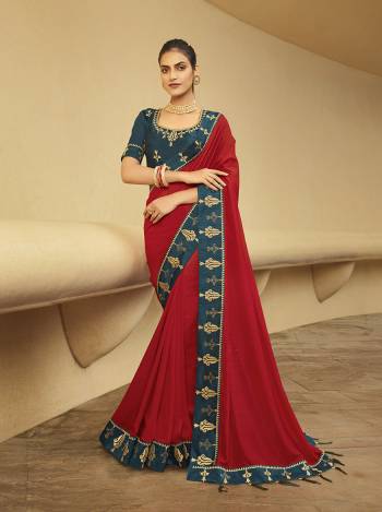 Look Attractive Wearing This Saree Paired With Blouse.  This Heavy Designer Embroidery Lace With Blouse Work Saree Is Chiffon Based And Blouse Are Art Silk Which Gives A Rich Look To Your Personality. Buy This Pretty Saree Now.