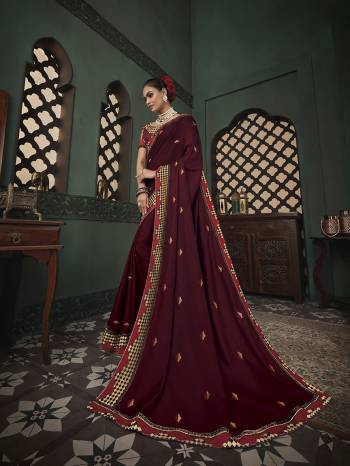 Adorn The Pretty Angelic Look Wearing This Heavy Designer Saree In Fine Color Paired With Blouse. This Saree Is Fabricated On Art Silk Paired With Art Silk Fabricated Blouse Are Heavy Designer Embroidered . Its Pretty Color Pallete Will Give An Attractive Look To Your Personality. 