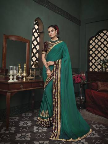 Adorn The Pretty Angelic Look Wearing This Heavy Designer Saree In Fine Color Paired With Blouse. This Saree Is Fabricated On Art Silk Paired With Art Silk Fabricated Blouse Are Heavy Designer Embroidered . Its Pretty Color Pallete Will Give An Attractive Look To Your Personality. 