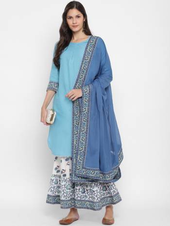 Look Pretty This Radymade Suit In Lovely Color.?Its Pretty Gota Patti Work Top Is Cotton Based Paired With Cotton Bottom And Chiffon Fabricated Dupatta Which Gives An Attractive To The Suit.