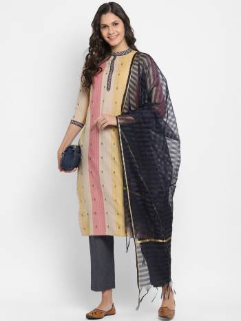 Look Pretty This Radymade Suit In Lovely Color.?Its Pretty Printed Top Is Cotton Based Paired With Cotton Bottom And Kota Doria Fabricated Dupatta Which Gives An Attractive To The Suit.