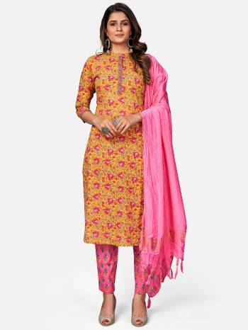 Look Pretty This Radymade Suit In Lovely Color.?Its Pretty Printed,Embroidery Work Top Is Cotton Based Paired With Cotton Bottom And Cotton Fabricated Dupatta Which Gives An Attractive To The Suit.