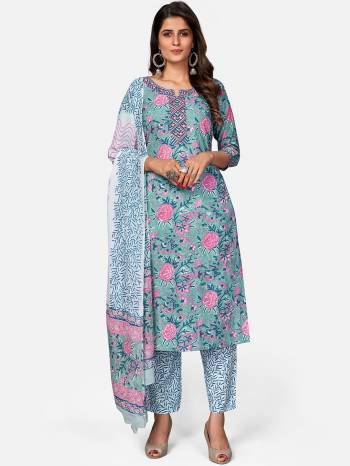 Look Pretty This Radymade Suit In Lovely Color.?Its Pretty Printed Top Is Cotton Based Paired With Cotton Bottom And Cotton Fabricated Dupatta Which Gives An Attractive To The Suit.