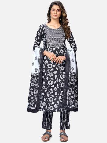 Look Pretty This Radymade Suit In Lovely Color.?Its Pretty Printed,Embroidery Work Top Is Cotton Based Paired With Cotton Bottom And Cotton Fabricated Dupatta Which Gives An Attractive To The Suit.