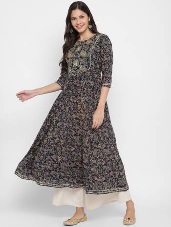 For Your Semi-Casuals, Grab This Designer Readymade Long Kurti In Fine Color Fabricated On Cotton. It Is Beautified With Designer Printed And Embroidery And You Can Pair This Up With Accessories For A Festive Look. Buy Now.