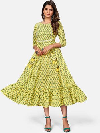 For Your Semi-Casuals, Grab This Designer Readymade Long Kurti In Fine Color Fabricated On Cotton. It Is Beautified With Designer Printed And Embroidery And You Can Pair This Up With Accessories For A Festive Look. Buy Now.