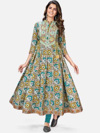 For Your Semi-Casuals, Grab This Designer Readymade Long Kurti In Fine Color Fabricated On Cotton. It Is Beautified With Designer Printed And Embroidery And You Can Pair This Up With Accessories For A Festive Look. Buy Now.