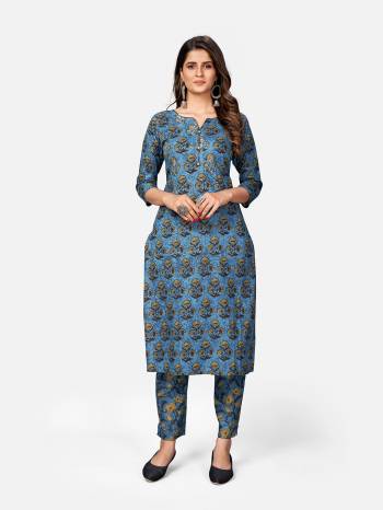 Grab This Designer Readymade Long Kurti With Pant In Fine Color Fabricated On Cotton. It Is Beautified With Designer Printed With Embroidery And You Can Pair This Up For A Festive Look. Buy Now.