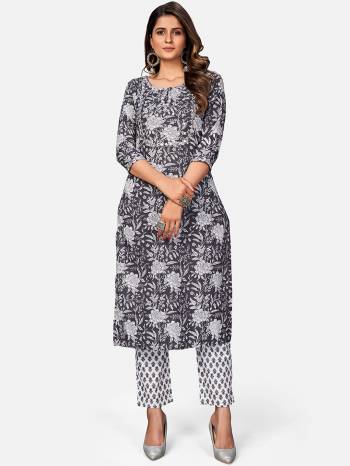 Grab This Designer Readymade Long Kurti With Pant In Fine Color Fabricated On Cotton. It Is Beautified With Designer Printed With Embroidery And You Can Pair This Up For A Festive Look. Buy Now.