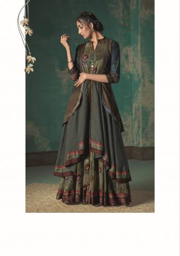 Look Your Rich And Elegant Taste Wearing This Designer Readymade Long Gown With Jacket In English Color. This  Pretty Gown And Jacket Is Fabricated On Blend Cotton Beautified Designer Printed. Its Fabric Is Soft Towards Skin And Easy To Carry All Day Long. 