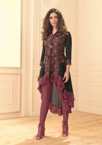 For Your Semi-Casuals, Grab This Designer Readymade Westan Kurti In Fine Color Fabricated On Rayon Silk. It Is Beautified With Designer Printed. For A Festive Look. Buy Now.