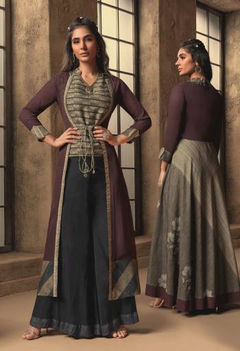 Attrective Looking For The Upcoming Festive And Wedding Season With This Radymade Designer Short Top Plazzo With Jacket Suits In Fine Color. Its Designer Printed Top Bottom And Jacket Is Fabricated On Cotton Silk Paired. It Is Light Weight And Easy To Carry Throughtout The Gala. Buy this Suit Now.