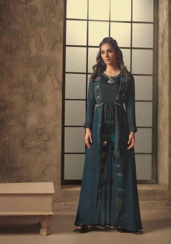 Attrective Looking For The Upcoming Festive And Wedding Season With This Radymade Designer Short Top Plazzo With Jacket Suits In Fine Color. Its Designer Printed Top Bottom And Jacket Is Fabricated On Cotton Silk Paired. It Is Light Weight And Easy To Carry Throughtout The Gala. Buy this Suit Now.