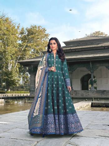 Attrective Look Your Rich And Elegant Taste Wearing This Designer Readymade Long Gown In Teal Color And Dupatta Are Light Gold Color. This  Pretty Gown Is Fabricated On Killer Silk And Dupatta Are Jacquard Based Beautified With Designer Digital Printed With Cotton Leggings. Its Fabric Is Soft Towards Skin And Easy To Carry All Day Long. 