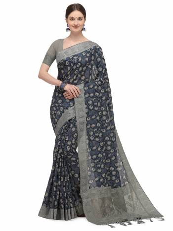 Look Attractive Wearing This Saree Paired With Contrasted Blouse.  This Heavy Designer Wevon,And Digital Printed With Embroidery Work Saree Is Chanderi Silk Based Which Gives A Rich Look To Your Personality. Buy This Pretty Saree Now.