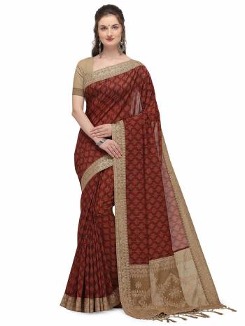 Look Attractive Wearing This Saree Paired With Contrasted Blouse.  This Heavy Designer Wevon,And Digital Printed With Embroidery Work Saree Is Chanderi Silk Based Which Gives A Rich Look To Your Personality. Buy This Pretty Saree Now.