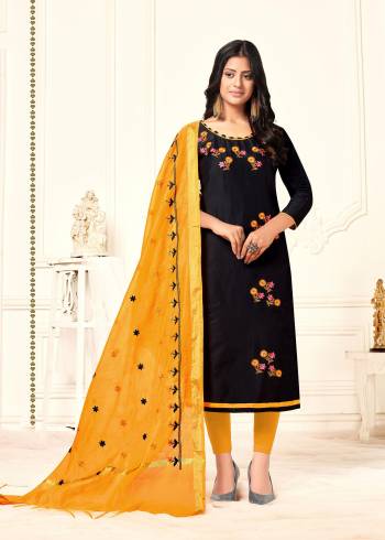 Garb This Designer Suit In Fine Color Paired With Dupatta. Its Multy Embroidered Work Top Is Fabricated On Slub Cotton Paired With Cotton Bottom And Chanderi Fabricated Dupatta With Work. It Is Light Weight And Easy To Carry Throughtout The Gala. Buy this Suit Now.