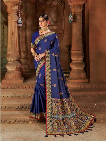 Adorn The Pretty Angelic Look Wearing This Heavy Designer Coding Embroidery With Diamond Work Saree In Fine Color Paired With Blouse. This Saree Is Fabricated On Weaving Silk Paired With Blouse. Its Pretty Color Pallete Will Give An Attractive Look To Your Personality. 