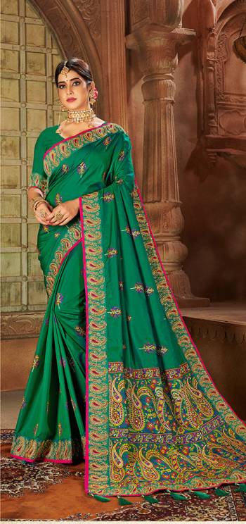 Adorn The Pretty Angelic Look Wearing This Heavy Designer Coding Embroidery With Diamond Work Saree In Fine Color Paired With Blouse. This Saree Is Fabricated On Weaving Silk Paired With Blouse. Its Pretty Color Pallete Will Give An Attractive Look To Your Personality. 