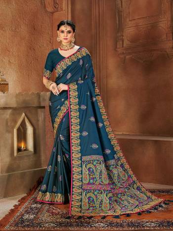 Adorn The Pretty Angelic Look Wearing This Heavy Designer Coding Embroidery With Diamond Work Saree In Fine Color Paired With Blouse. This Saree Is Fabricated On Weaving Silk Paired With Blouse. Its Pretty Color Pallete Will Give An Attractive Look To Your Personality. 