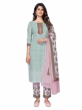 Look This Radymade Suit In Lovely Color.?Its Pretty Designer Printed Top Is Cotton Based Paired With Cotton Bottom And Cotton Fabricated Dupatta Which Gives An Attractive Printed With Embroidery Suit.
