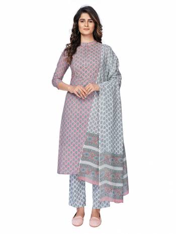 Look This Radymade Suit In Lovely Color.?Its Pretty Designer Printed Top Is Cotton Based Paired With Cotton Bottom And Cotton Fabricated Dupatta Which Gives An Attractive Printed With Embroidery Suit.