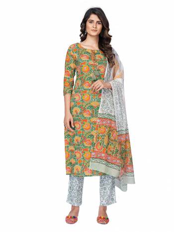Look This Radymade Suit In Lovely Color.?Its Pretty Designer Printed Top Is Cotton Based Paired With Cotton Bottom And Cotton Fabricated Dupatta Which Gives An Attractive Printed Suit.
