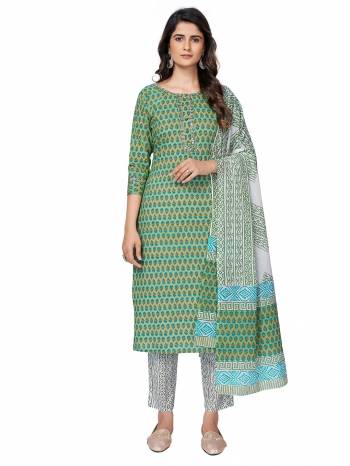 Look This Radymade Suit In Lovely Color.?Its Pretty Designer Printed Top Is Cotton Based Paired With Cotton Bottom And Cotton Fabricated Dupatta Which Gives An Attractive Printed With Embroidery Suit.