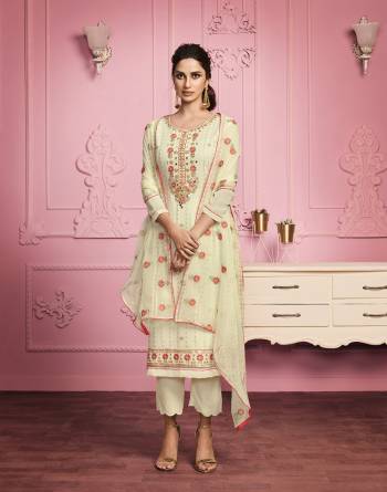 Look Pretty This Designer Long Length Suit In Lovely Light Color.?Its Pretty Heavy Designer Embroidred Top Is Georgette Based Paired With Santoon Bottom And Georgette Fabricated Dupatta Which Gives An Attractive To The Suit.