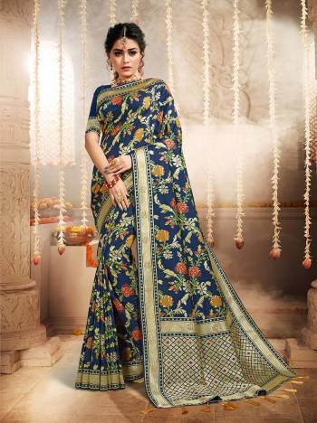 Attrective This Pretty Elegant Looking Designer Saree In Blue Color Paired With Blouse. This Saree And Blouse Are Heavy Silk Based Beautified With Wevon Designer Work Saree. Buy Now.