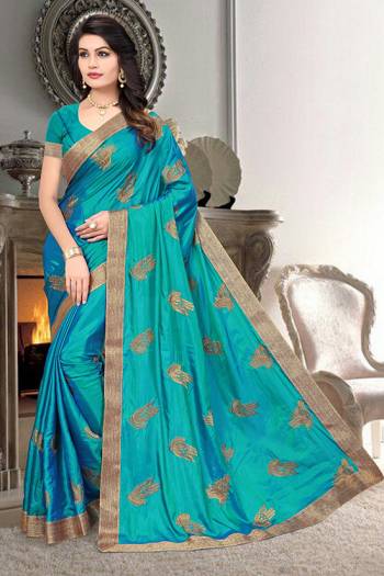 Adorn The Pretty Angelic Look Wearing This Heavy Designer Saree In Fine Color Paired With Blouse. This Saree Is Fabricated On Paper Silk Paired With Paper Silk Fabricated Blouse. Its Pretty Color Pallete Will Give An Attractive Look To Your Personality. 