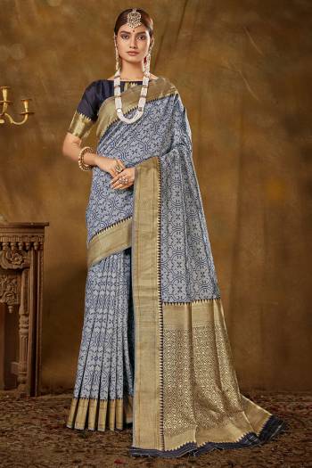 Garb This Pretty Elegant Looking Designer Party Wear Saree In Fine Light Color Paired With Blouse. This Saree Are Banarasi Silk And Blouse Are Banarasi Silk With Wevon Designer Work Saree And Blouse Beautified Saree. Buy Now.