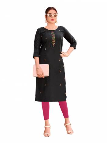 Attrective Look This Readymade Kurti In Fine Color Fabricated On Ruby Slub Beautified With Embroidery Work. It Is Light In Weight And Easy To Carry All Day Long. 