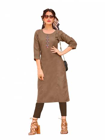 Attrective Look This Readymade Kurti In Fine Color Fabricated On Ruby Slub Beautified With Embroidery Work. It Is Light In Weight And Easy To Carry All Day Long. 