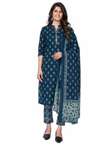 Attrective Summer Collection This Designer Redymade Suit In Fine Color Paired With Dupatta. Its Printed Top,Bottom And Dupatta Are Cotton Fabric. Buy this Suit Now.