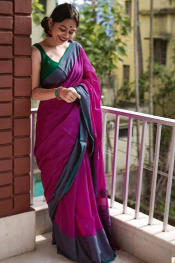 Adorn The Pretty Angelic Look Wearing This Heavy Designer Manipuri Pattern Digital Printed Saree In Magenta Color Paired With Green Color Blouse. This Saree Is Fabricated On Chanderi Cotton Paired With Banglori Satin Blouse. Its Pretty Color Pallete Will Give An Attractive Look To Your Personality. 