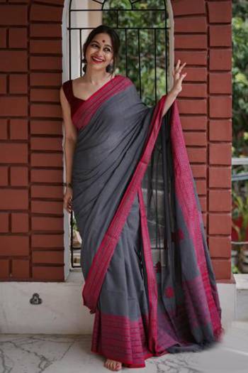 Adorn The Pretty Angelic Look Wearing This Heavy Designer Manipuri Pattern Digital Printed Saree In Grey Color Paired With Maroon Color Blouse. This Saree Is Fabricated On Chanderi Cotton Paired With Banglori Satin Blouse. Its Pretty Color Pallete Will Give An Attractive Look To Your Personality. 