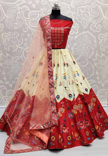 Attrective Look  Heavy Designer Lehenga Choli In Fine Color. This Heavy Embroidered Lehenga Choli Is  Silk Based Paired With Soft Net Fabricated Dupatta, It Is Beautified With Lovely Detailed Multy Thread,Dori,Sequance Embroidery Giving An Attractive Look.