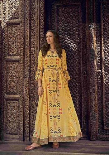 Flaunt Your Rich And Elegant Taste Wearing This Designer Readymade Long Gown In Fine Color. This  Pretty Gown Is Fabricated On Silk Blend Beautified With Designer Printed. Its Fabric Is Soft Towards Skin And Easy To Carry All Day Long. 