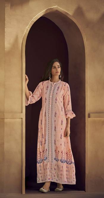 Flaunt Your Rich And Elegant Taste Wearing This Designer Readymade Long Gown In Fine Color. This  Pretty Gown Is Fabricated On Silk Blend Beautified With Designer Printed. Its Fabric Is Soft Towards Skin And Easy To Carry All Day Long. 